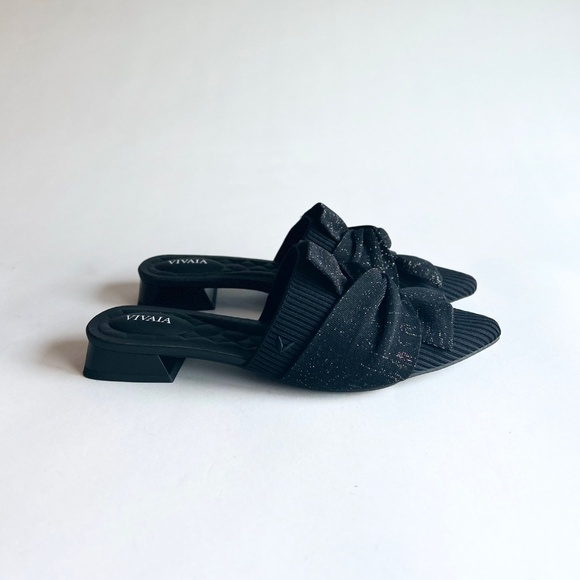 New Vivaia Black Textile Bow Point Toe Rubber Outsole Mules size EUR 39, US 8.5 - Picture 2 of 14